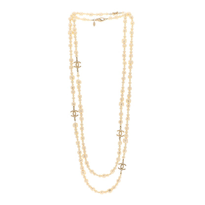 Chanel Pearl CC Long Necklace Light Gold 3 of 5