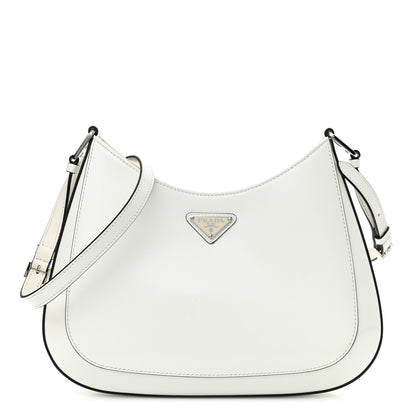 Prada Spazzolato Cleo Adjustable Strap Shoulder Bag White Black 1 of 8