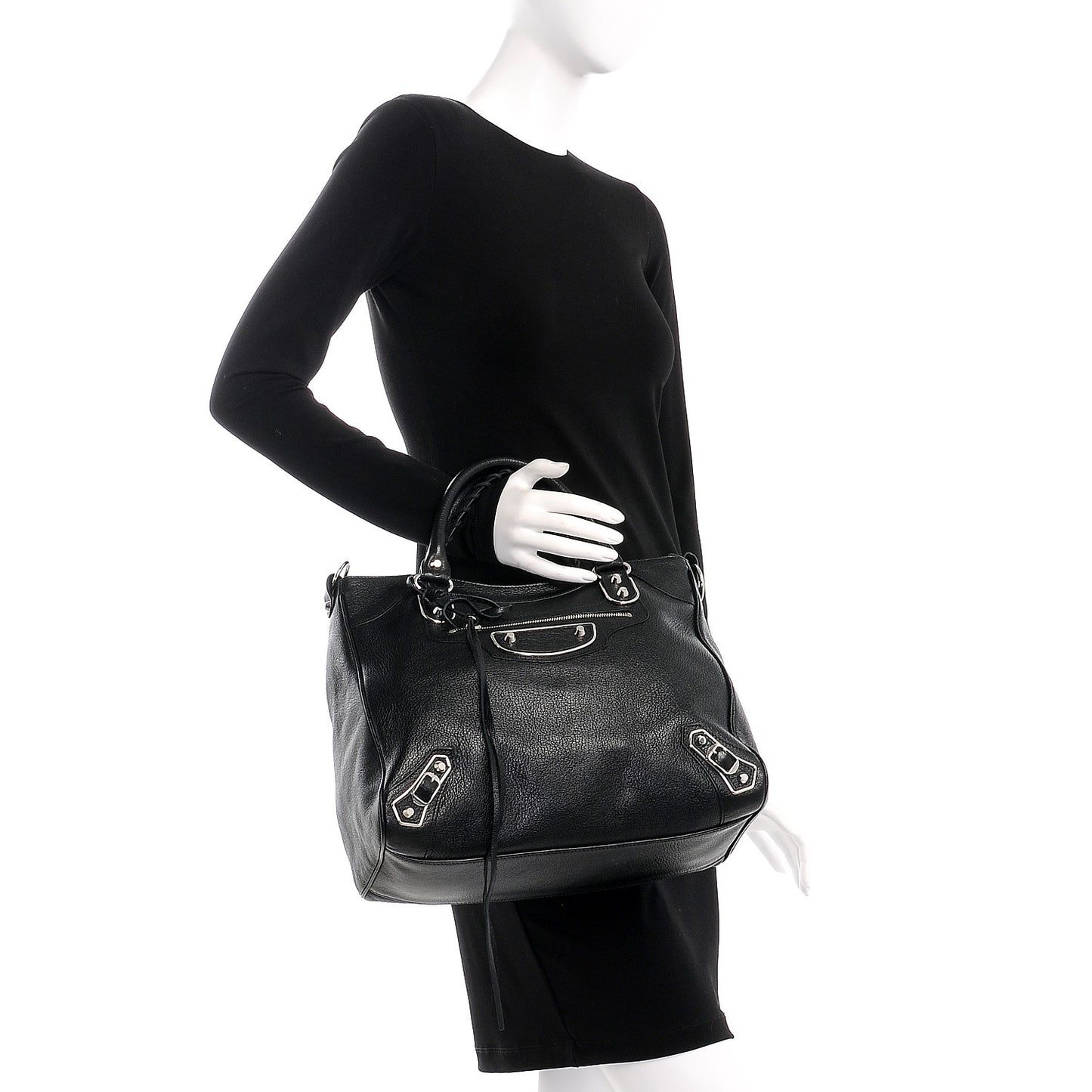 Chevre Silver Metallic Edge Hardware Velo Black