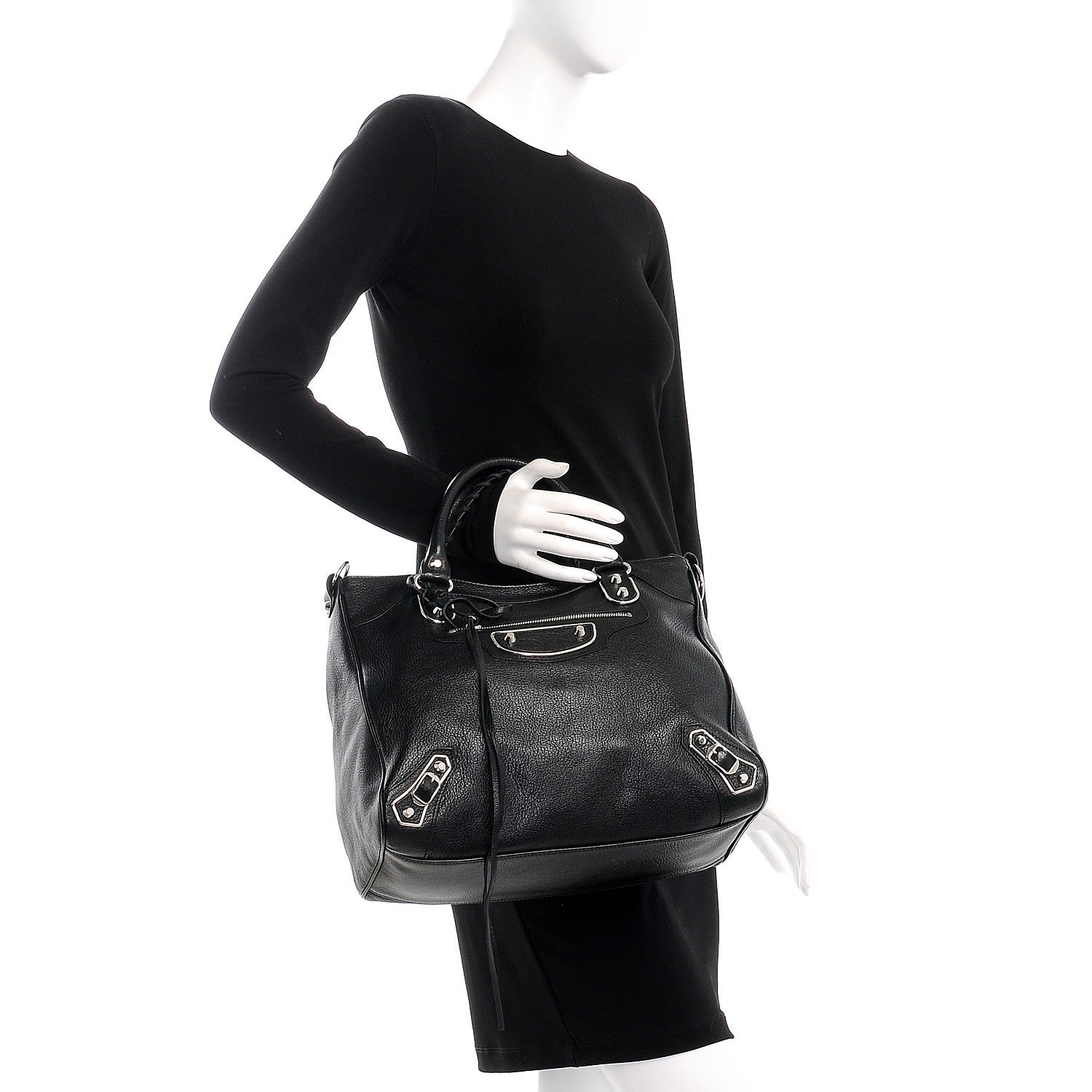 Balenciaga Chevre Silver Metallic Edge Hardware Velo Black 3 of 8
