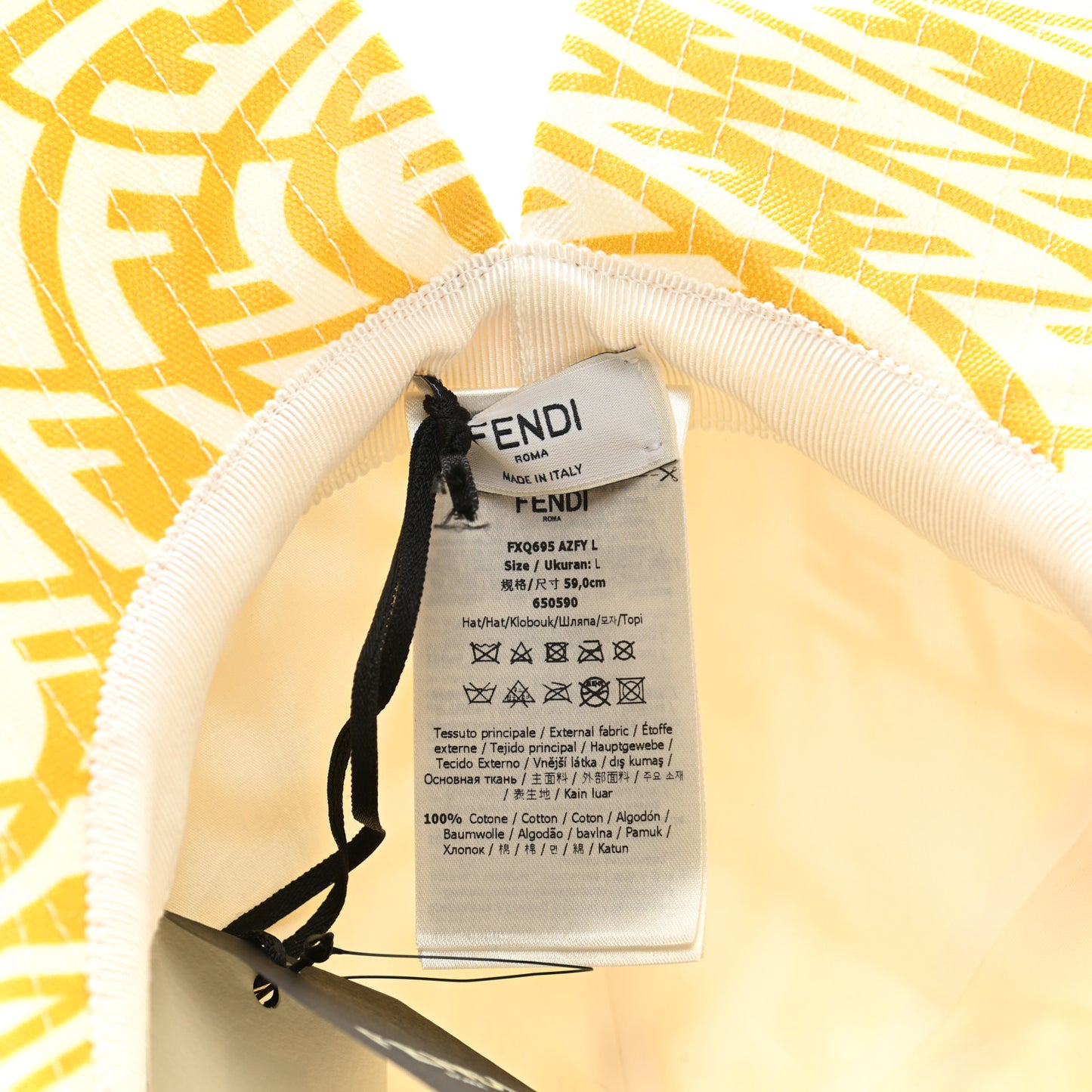 X SARA COLEMAN Canvas FF Vertigo Bucket Hat L Mimosa White