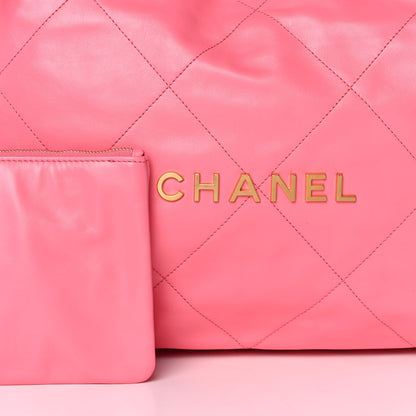 Chanel Shiny Calfskin Quilted Chanel 22 Drawstring Bag Coral Pink 8 of 12