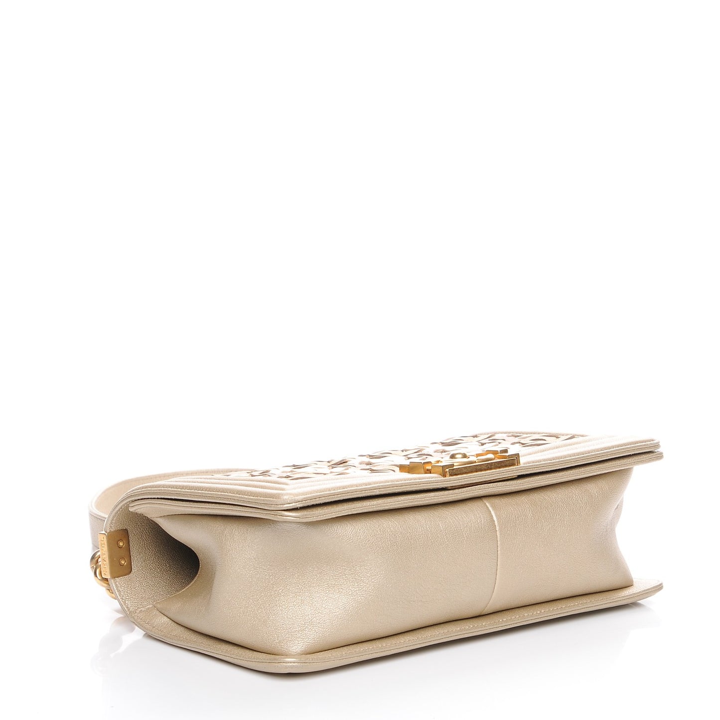 Metallic Lambskin Medium Golden CC Boy Flap Dark Gold
