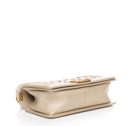 Chanel Metallic Lambskin Medium Golden CC Boy Flap Dark Gold 4 of 8