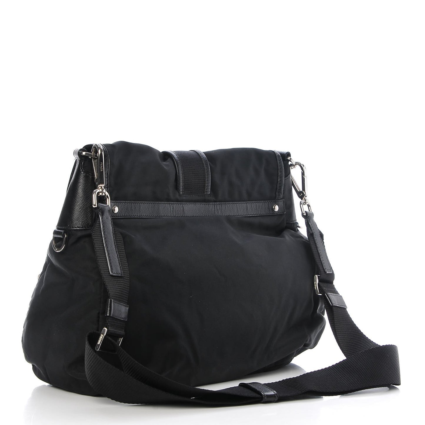 Nylon Vela Front Pocket Messenger Bag Black
