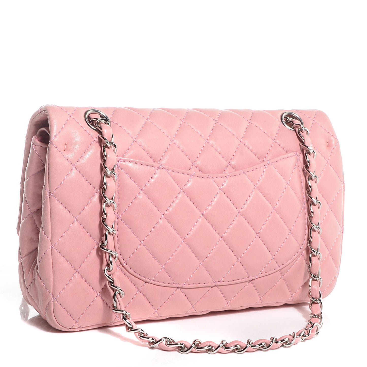 Lambskin Medium Double Flap Pink