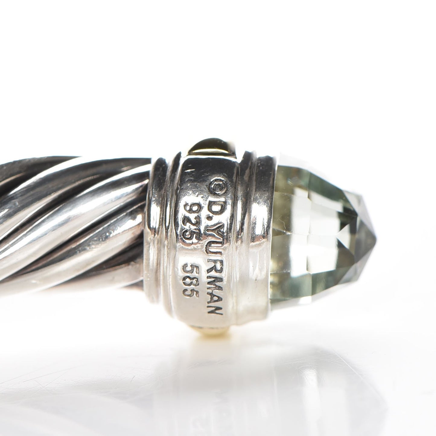 Sterling Silver 14K Yellow Gold Prasiolite 7mm Cable Classics Bracelet