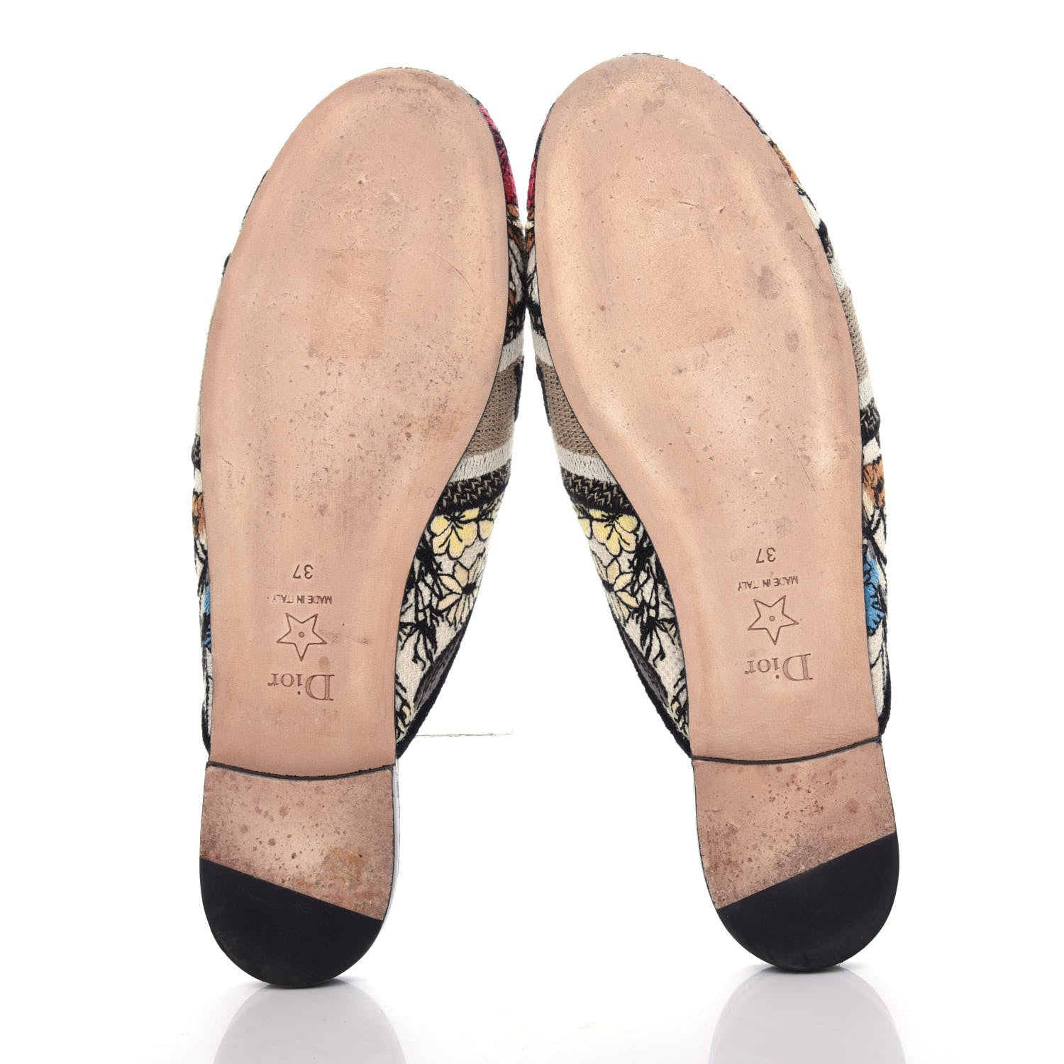 Christian Dior Canvas Cotton Embroidered Mille Fleurs Dioriviera Mules 37 Multicolor 6 of 10