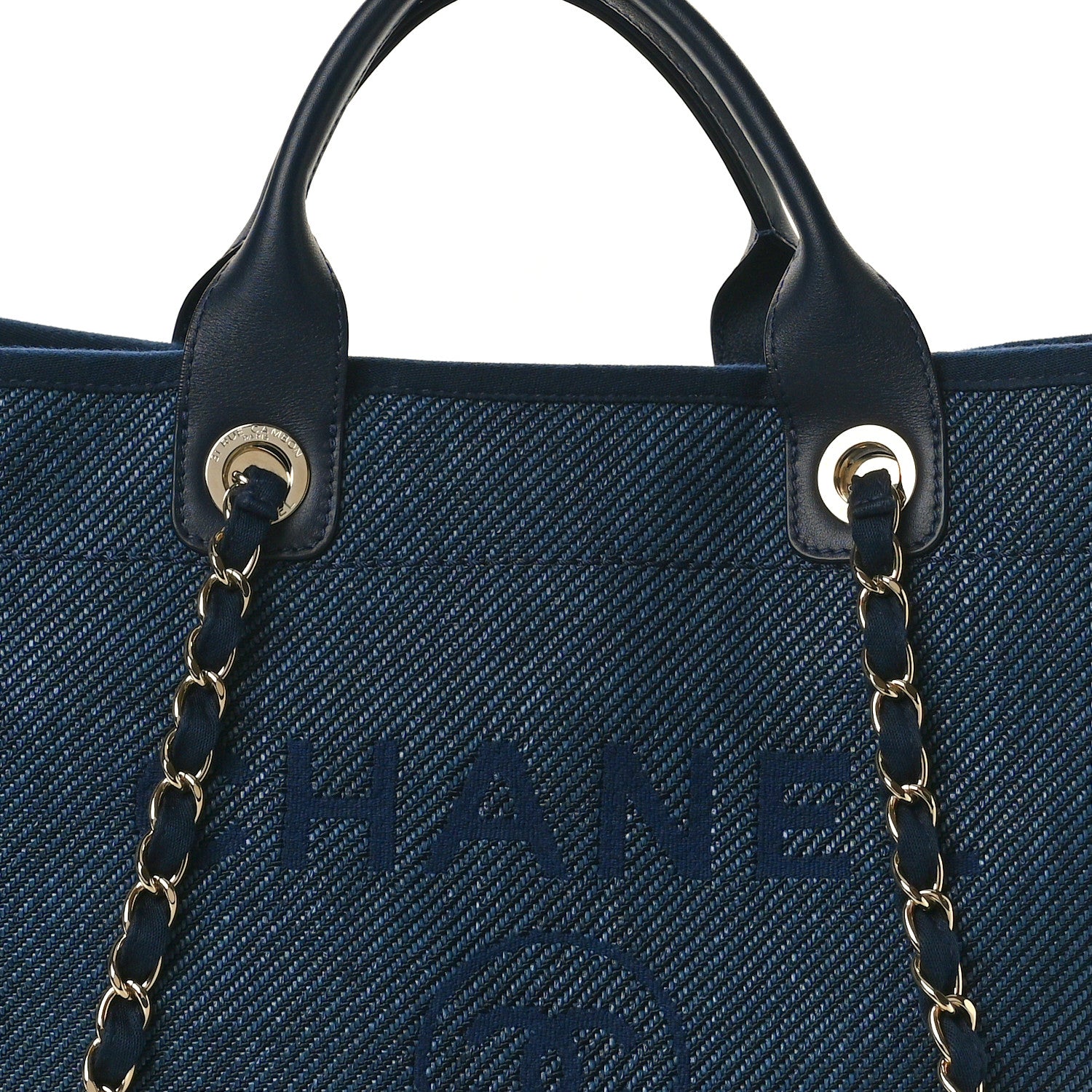 Chanel Mixed Fibers Calfskin Medium Deauville Tote Navy Blue 8 of 10