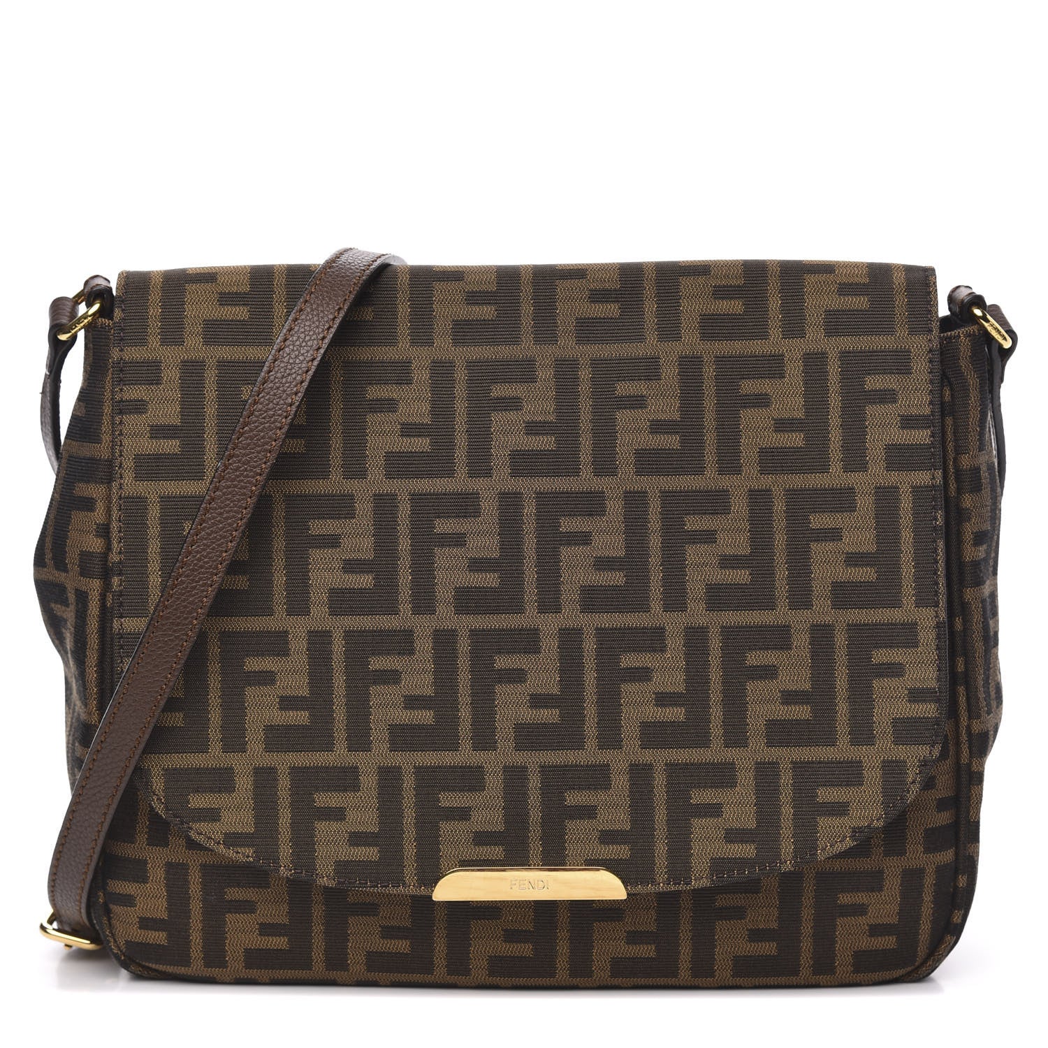 Fendi Zucca Vitello Artic Messenger Bag Tobacco Castagna 1 of 9