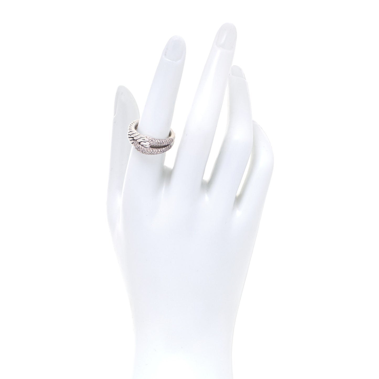 Sterling Silver Pave Diamond Single Loop Labyrinth Ring 54 7