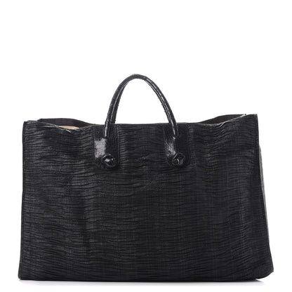 Nancy Gonzalez Straw Crocodile Shopping Tote Black 1 of 14