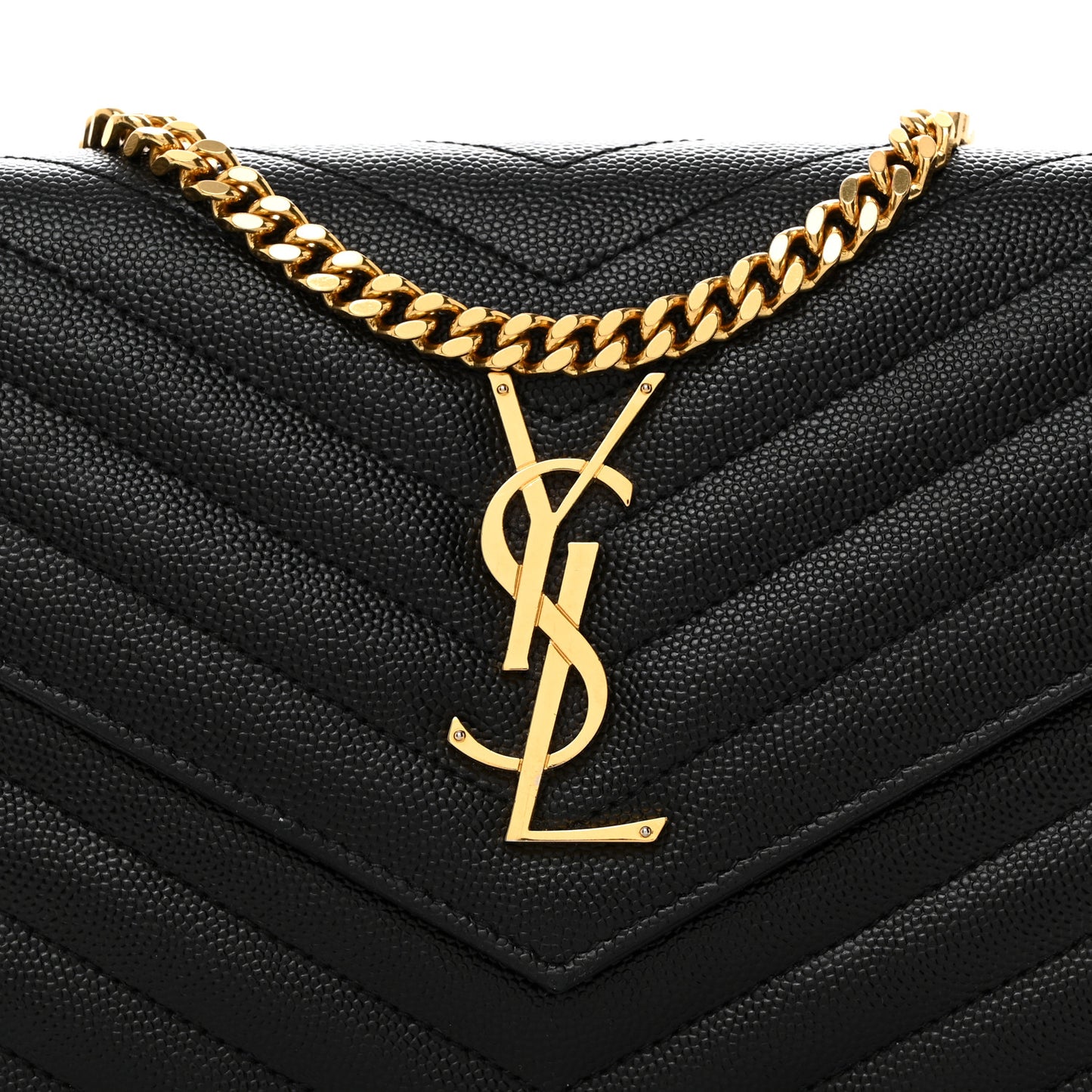 Grain De Poudre Matelasse Chevron Monogram Chain Wallet Black