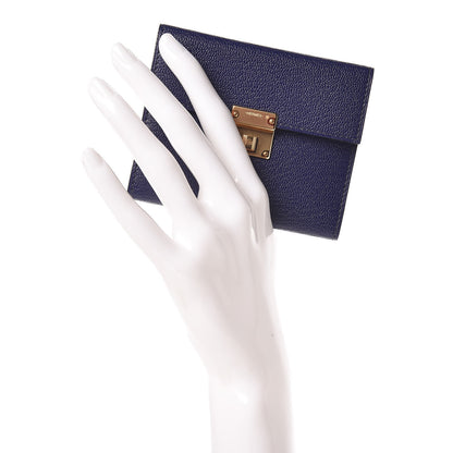 Hermes Chevre Mysore Mini Clic Card Holder Bleu Encre 2 of 8