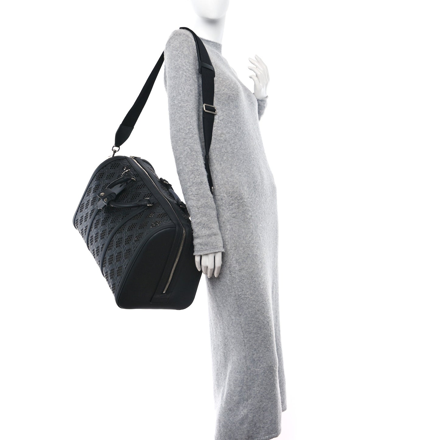 Perforated GG Embossed Duffle Bag Black