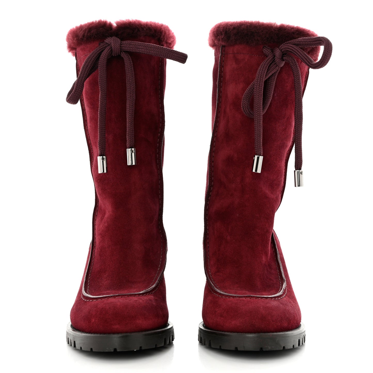 Suede Shearling Buffy 65 Boots 38 Burgundy