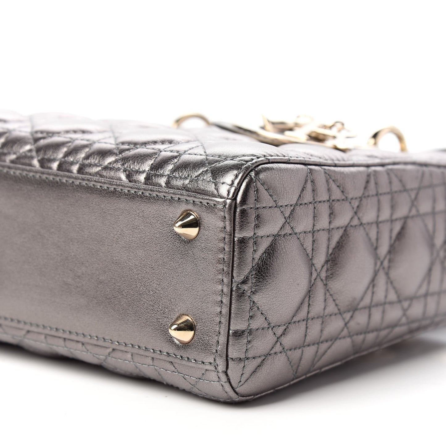 Metallic Grained Calfskin Cannage My ABCDior Lady Dior Gunmetal