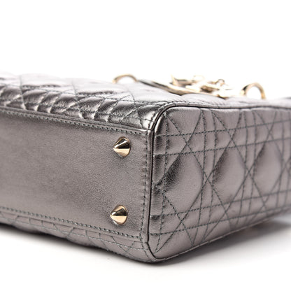 Christian Dior Metallic Grained Calfskin Cannage My ABCDior Lady Dior Gunmetal 8 of 9