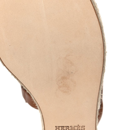 Hermes Nappa Ithea Espadrille Wedge Sandals 38 Naturel 10 of 11