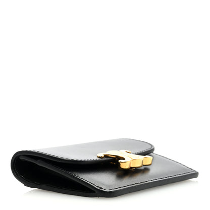 Celine Shiny Calfskin Triomphe Flap Card Holder Black 4 of 6