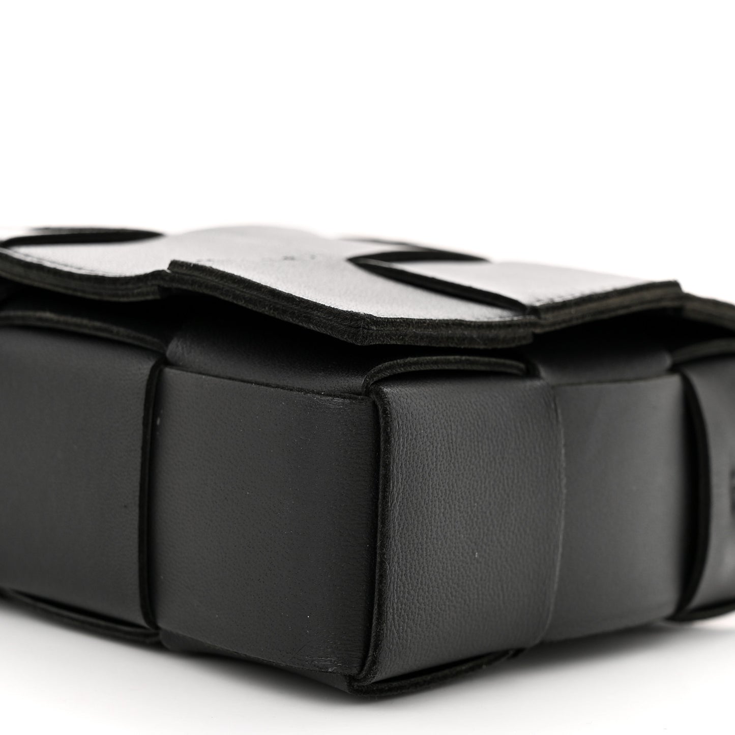 Lambskin Maxi Intrecciato Cassette Crossbody Bag Black