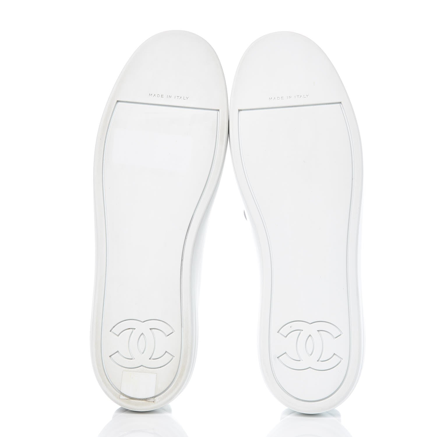 Chanel Calfskin Velvet Womens CC Sneakers 40.5 White Silver 5 of 10