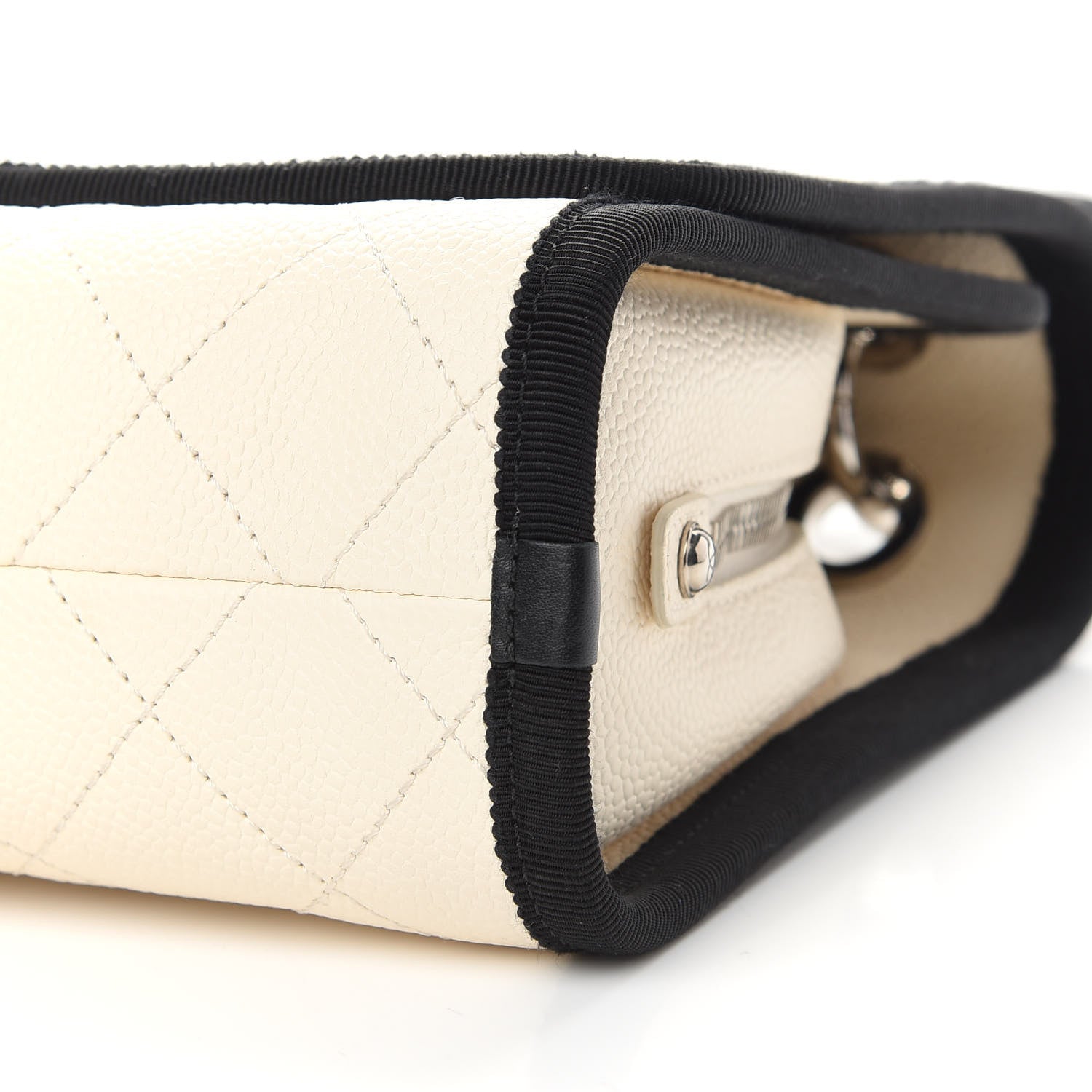 Chanel Caviar Grosgrain Quilted Top Handle CC Flap Beige Black 13 of 13