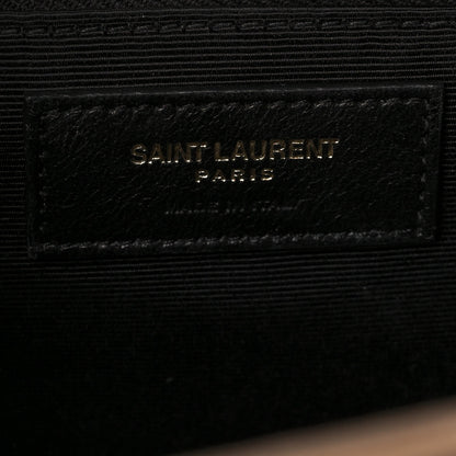 Saint Laurent Grain De Poudre Mixed Matelasse Large Triquilt Monogram Satchel Dak Beige 6 of 8