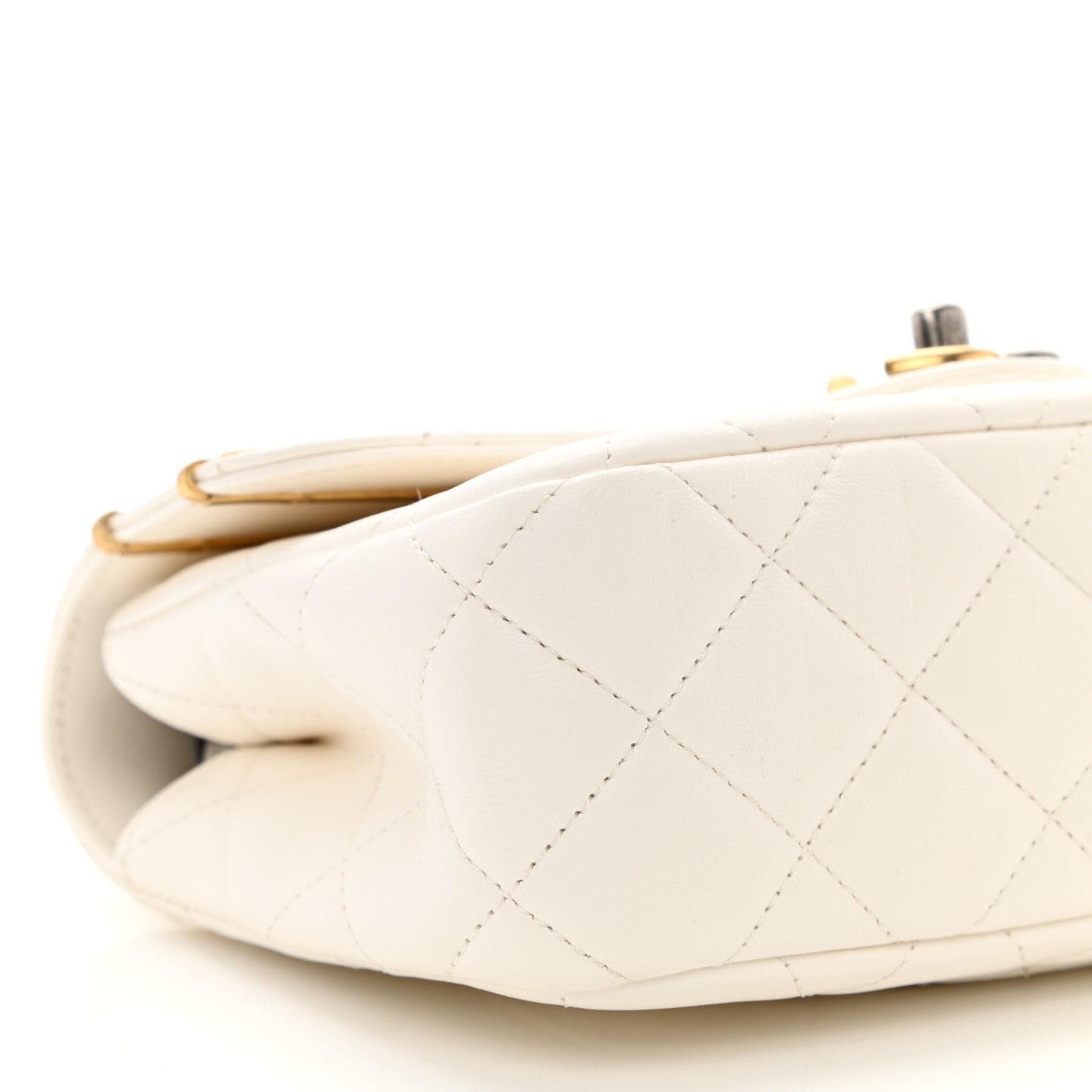 Lambskin Quilted Small Coco Clips Single Flap White