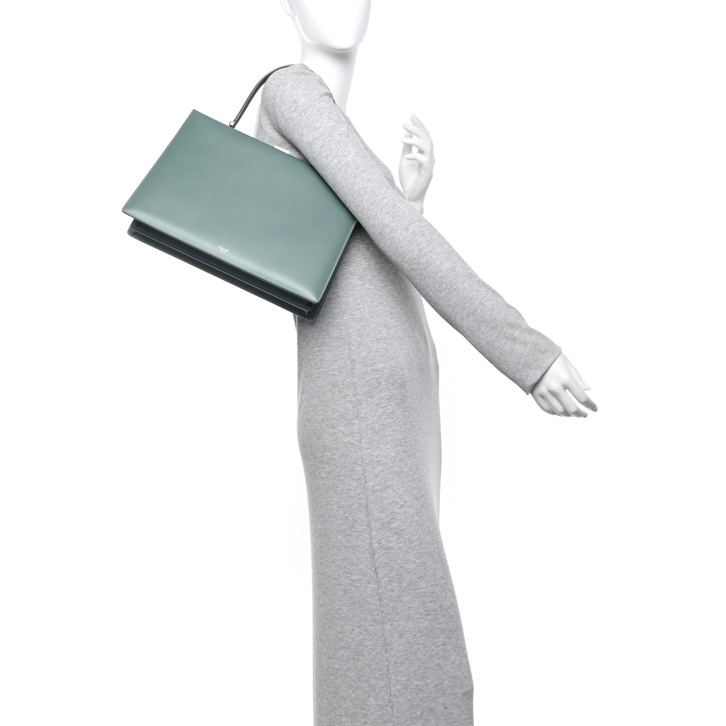Box Calfskin Medium Clasp Bag Light Green