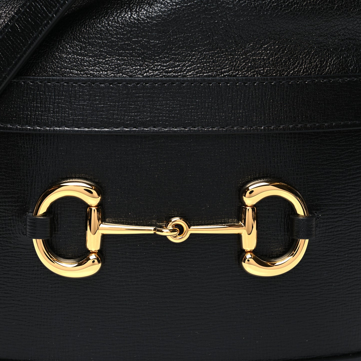 Azalea Sakai Calfskin Horsebit 1955 Drawstring Bucket Bag Black