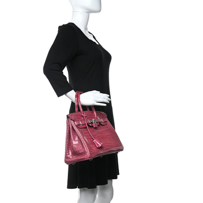 Hermes Shiny Porosus Crocodile Birkin 30 Rose Tyrien 2 of 10