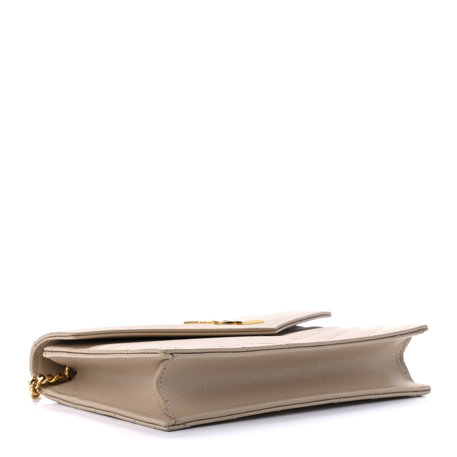 Saint Laurent Grain De Poudre Matelasse Chevron Monogram Envelope Chain Wallet Nude Powder 4 of 11
