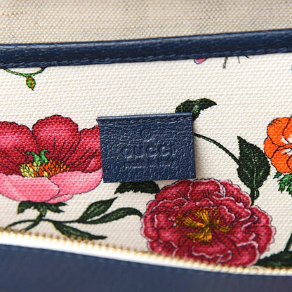 Gucci Canvas Large Flora Tote Navy Multicolor 6 of 10