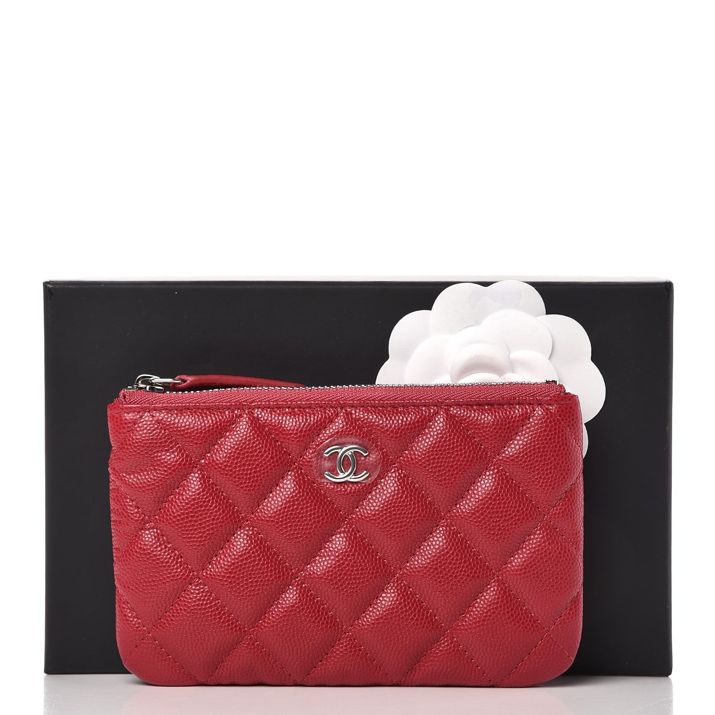 Caviar Quilted Small Cosmetic Case Pink
