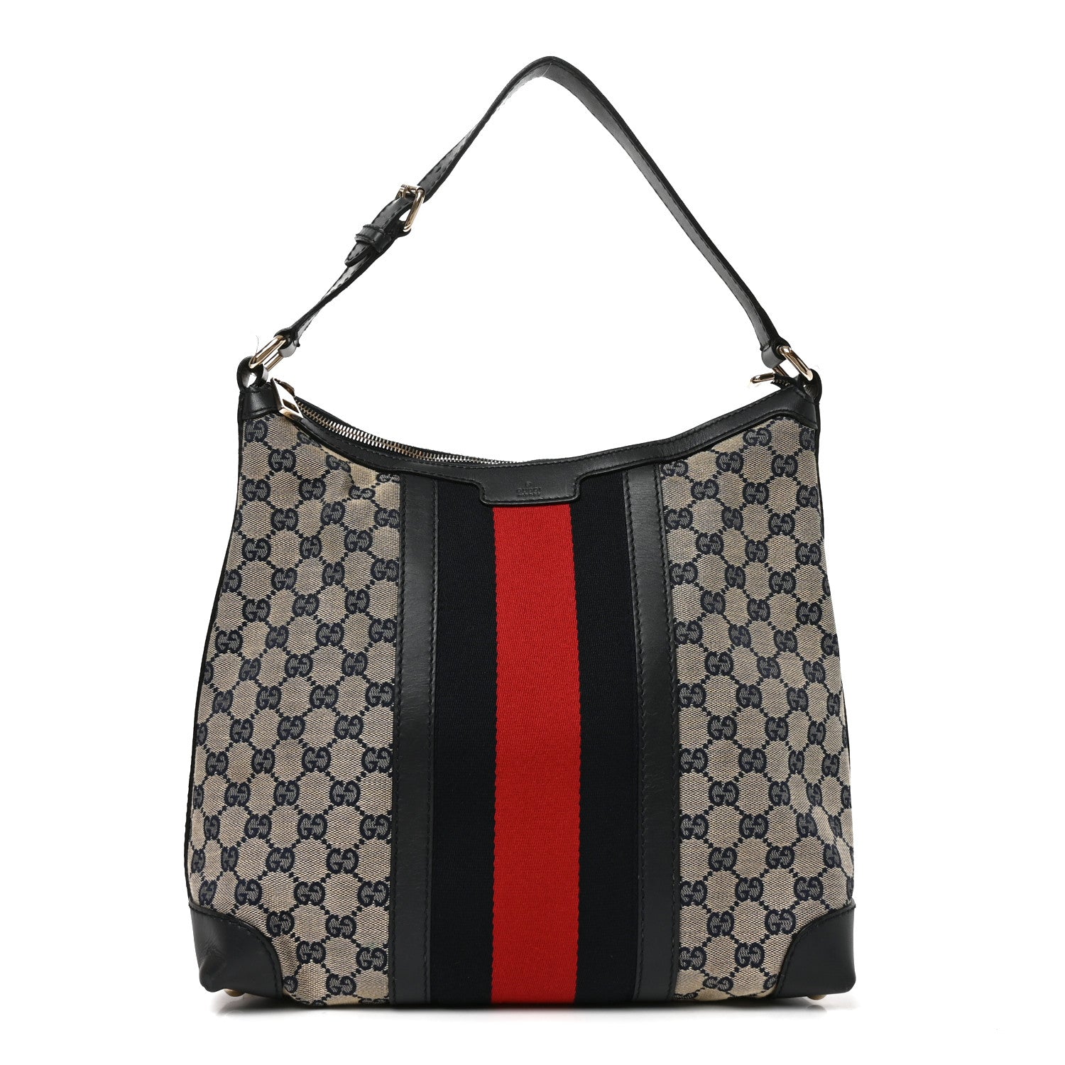 Gucci Monogram Vintage Web Medium Hobo Navy 1 of 11
