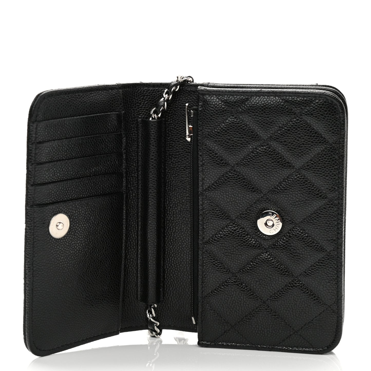 Caviar Quilted Mini Wallet On Chain WOC Black