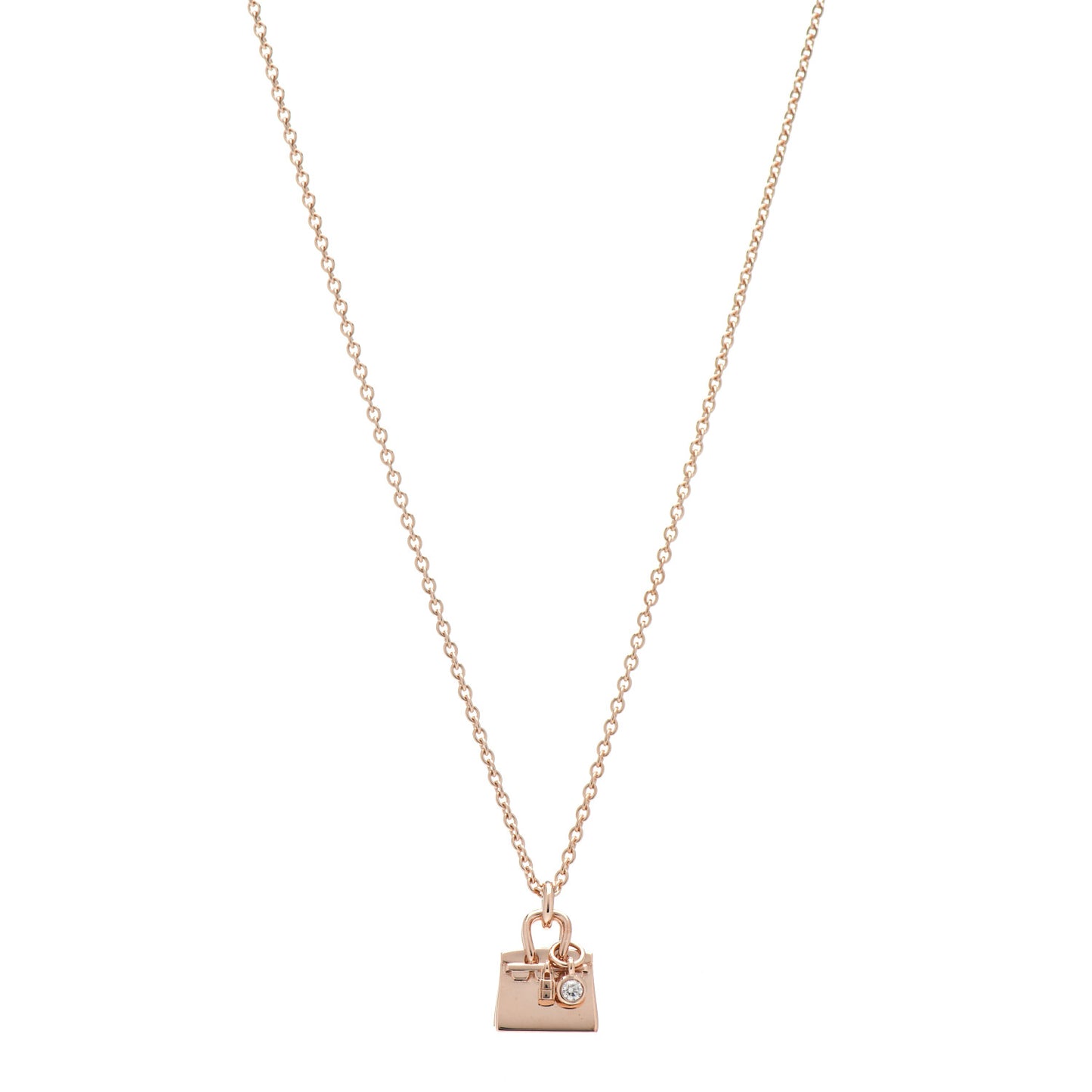 18K Rose Gold Diamond Birkin Pendant Necklace