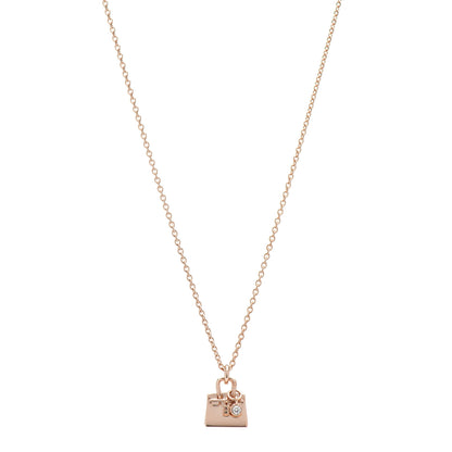 Hermes 18K Rose Gold Diamond Birkin Pendant Necklace 1 of 5