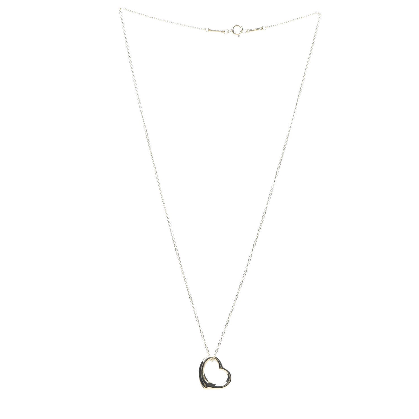 18K Yellow Gold 16mm Elsa Peretti Open Heart Pendant Necklace