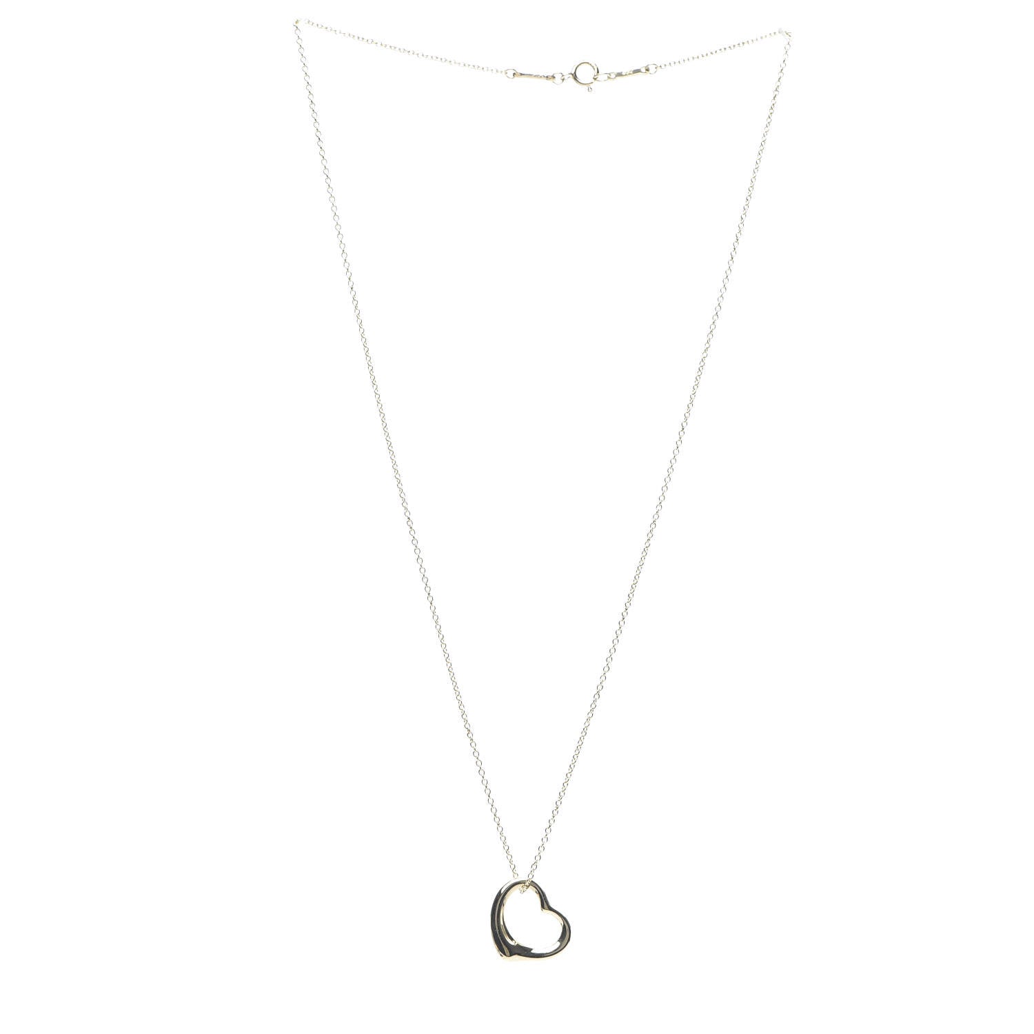 Tiffany 18K Yellow Gold 16mm Elsa Peretti Open Heart Pendant Necklace 2 of 5