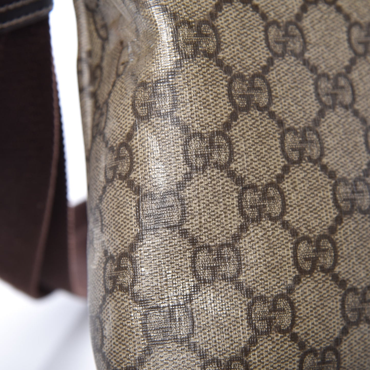 GG Supreme Monogram Selleria Calfskin Small Flap Messenger Bag Beige Ebony Cocoa Dark Chocolate