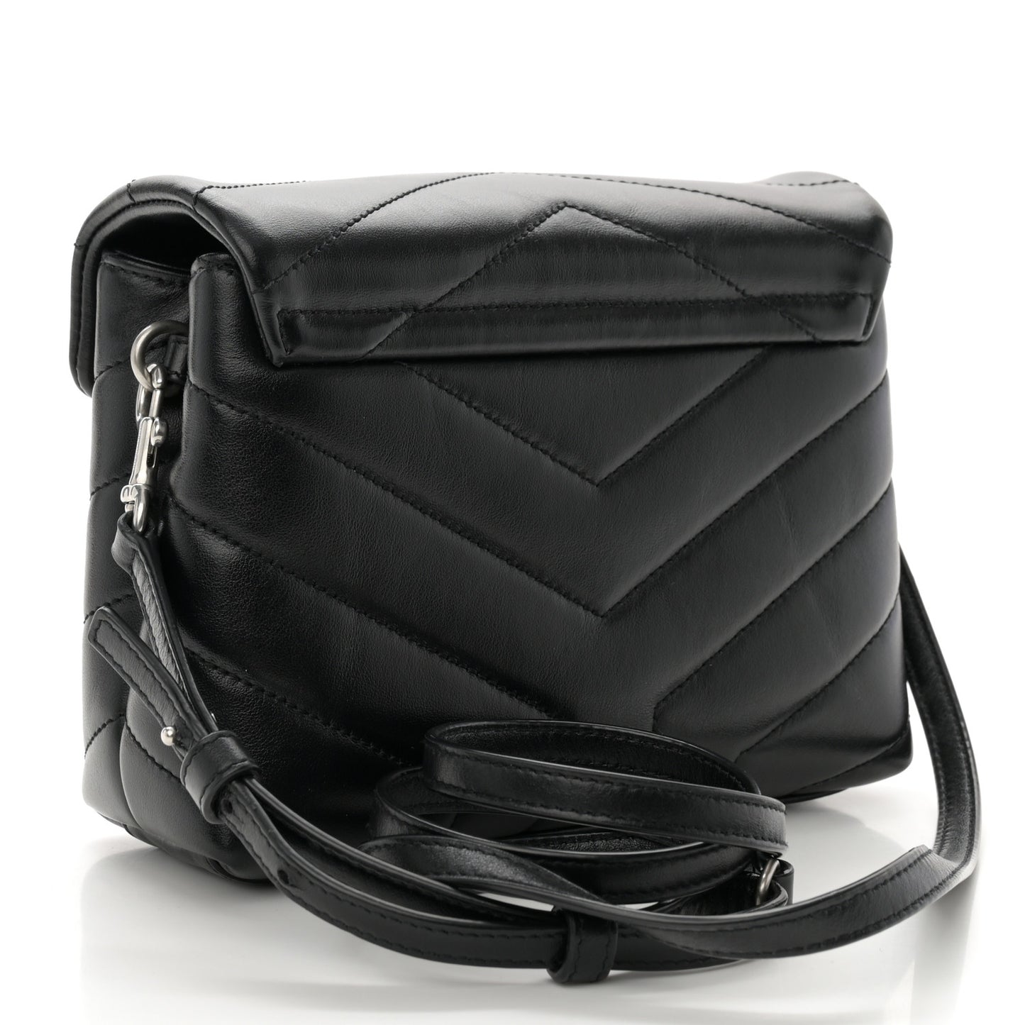 Calfskin Y Quilted Monogram Toy Loulou Crossbody Bag Black