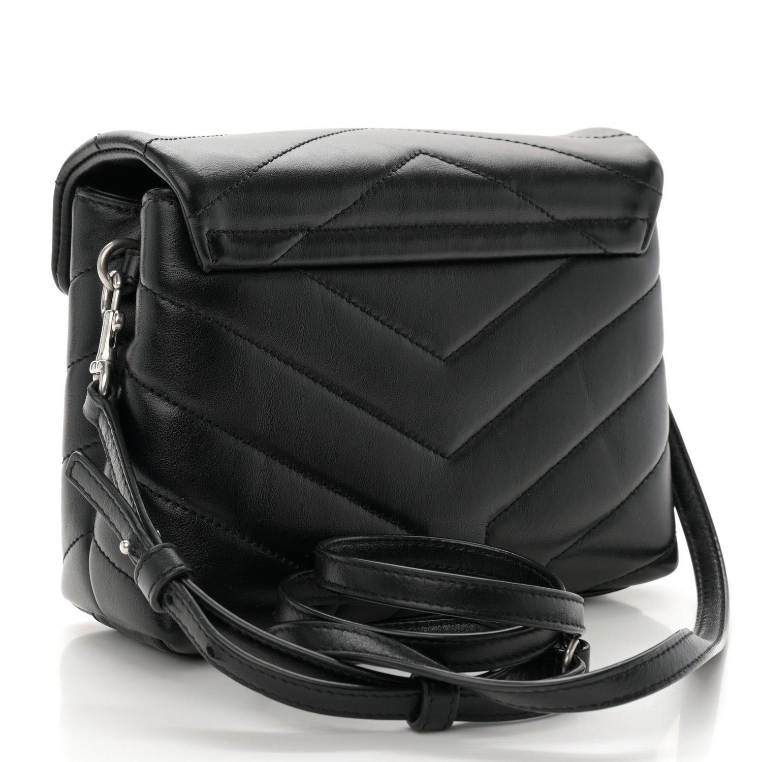 Saint Laurent Calfskin Y Quilted Monogram Toy Loulou Crossbody Bag Black 3 of 12