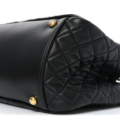 Chanel Glazed Crinkled Lambskin Small Reissue Zip Shopping Tote Black 10 of 12