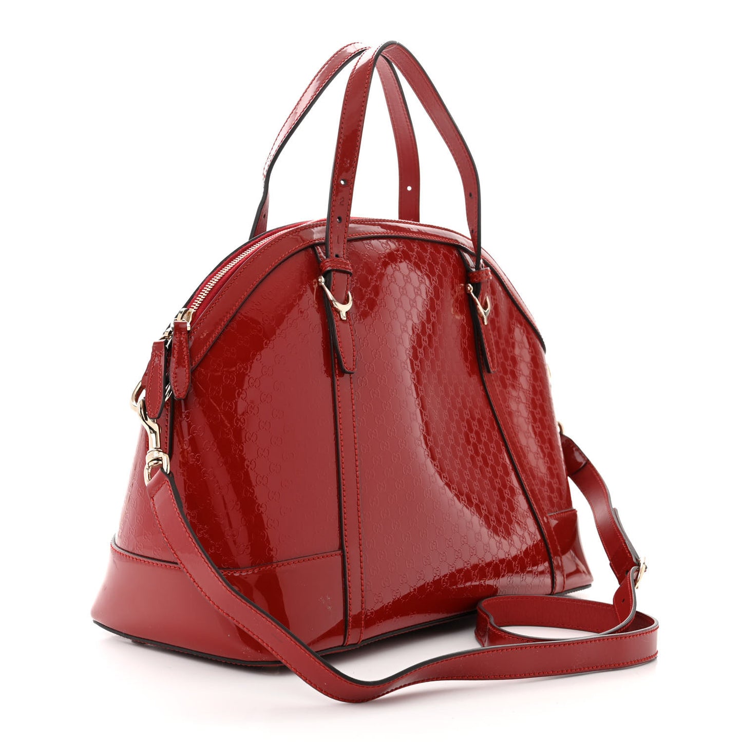 Patent Microguccissima Medium Nice Top Handle Dome Bag Rose Bed