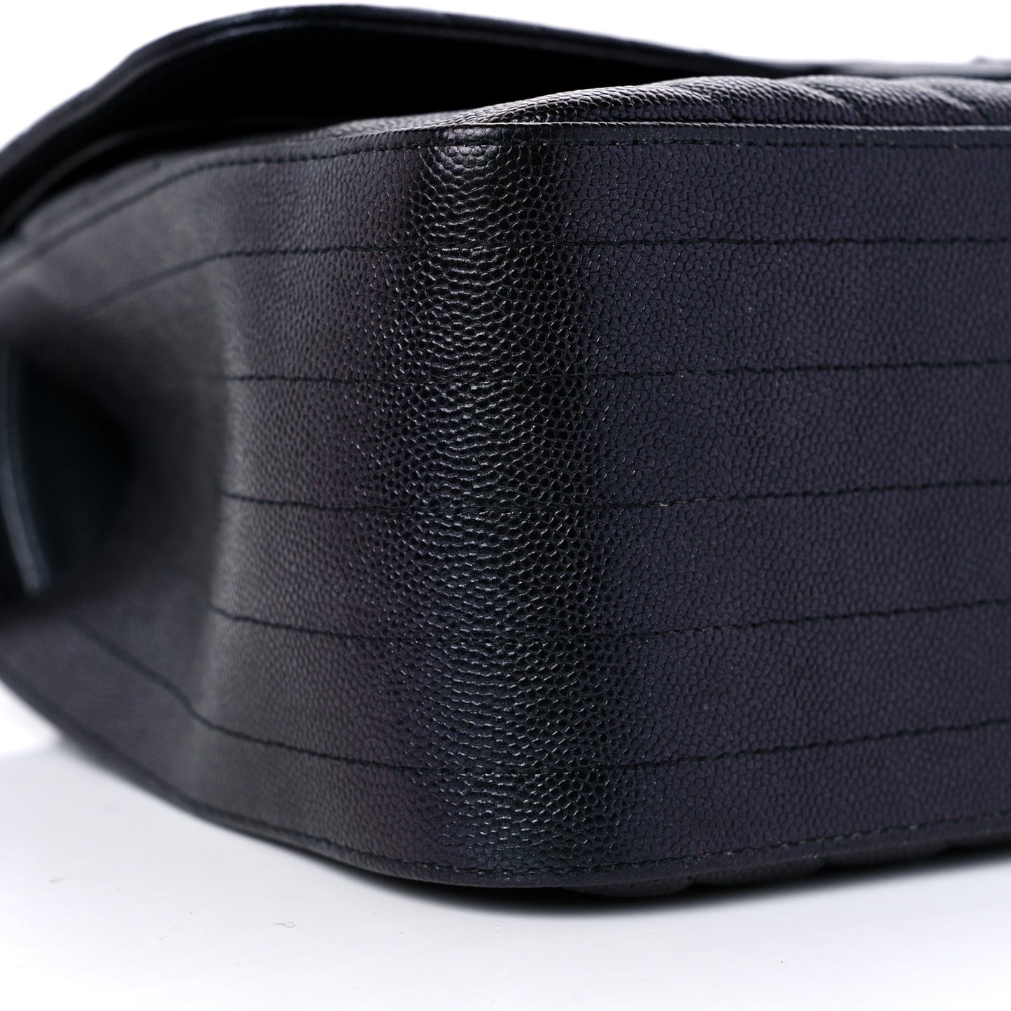 Iridescent Caviar Chevron Quilted Jumbo Double Flap Black