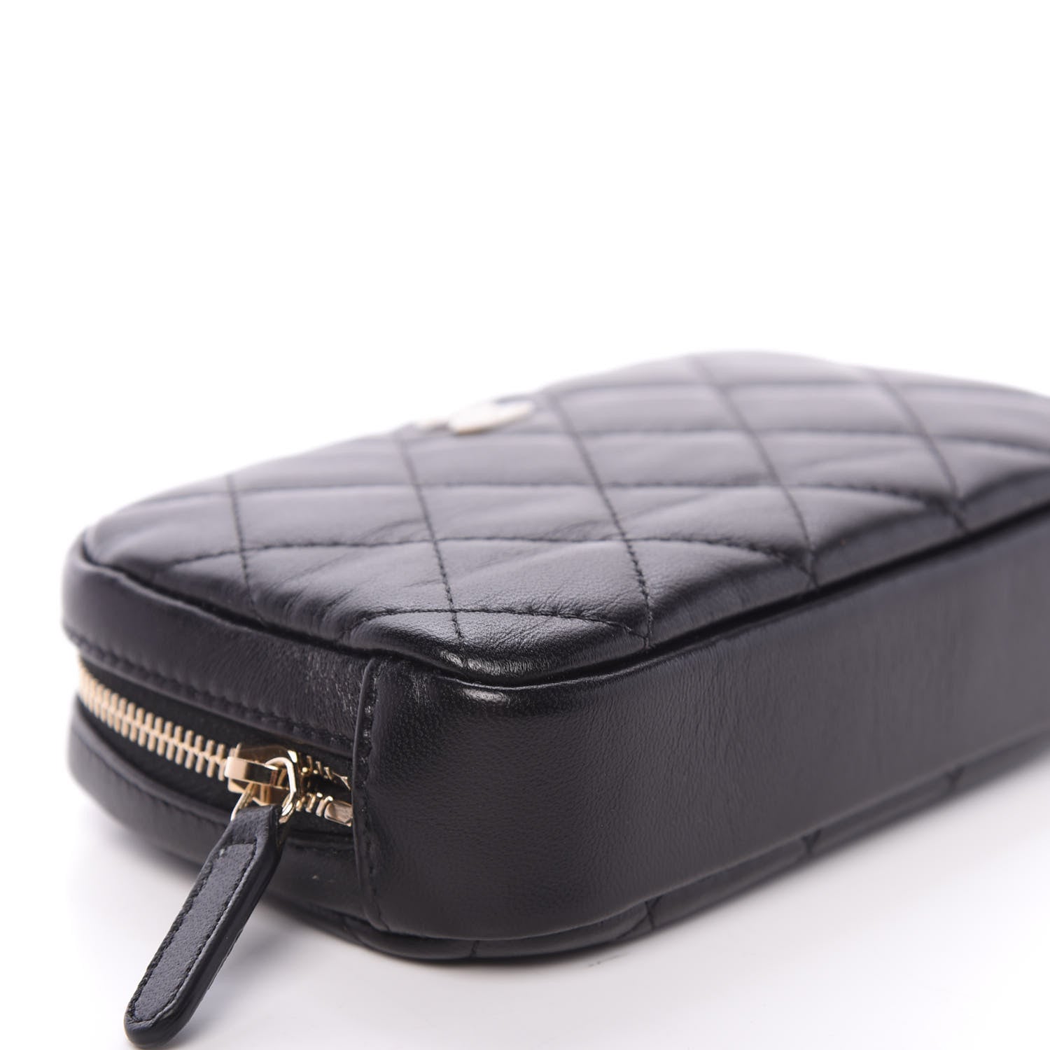 Chanel Lambskin Quilted Small Curvy Pouch Cosmetic Case Black 8 of 10