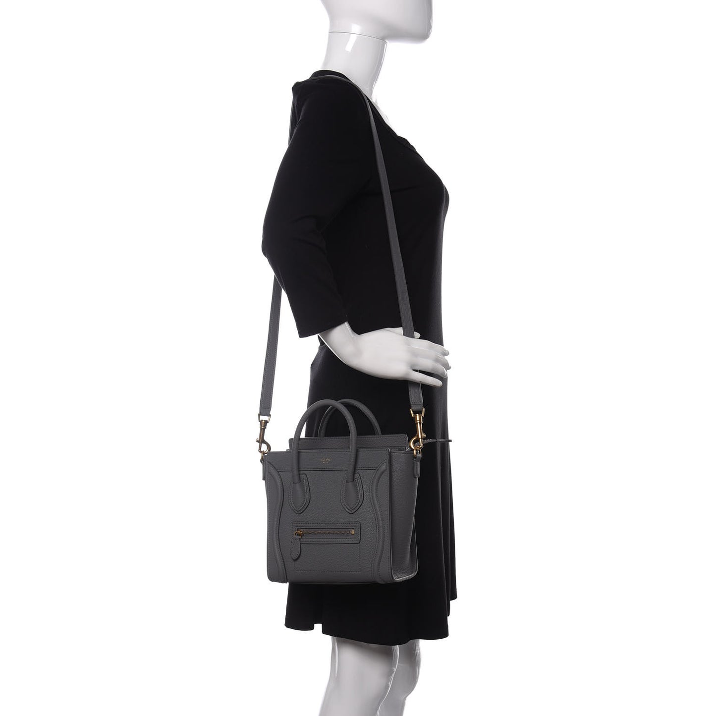 Baby Drummed Calfskin Nano Luggage Kohl