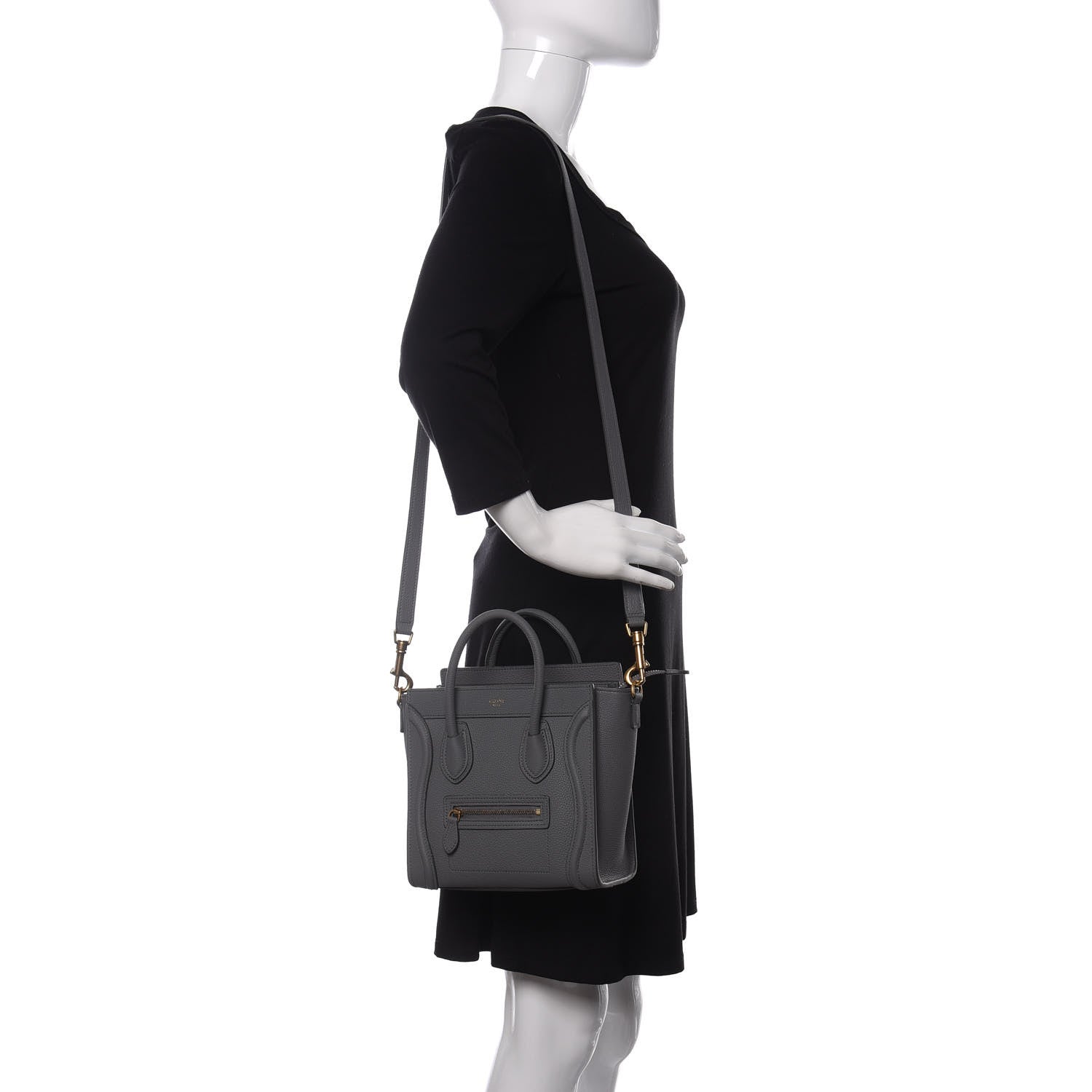 Celine Baby Drummed Calfskin Nano Luggage Kohl 2 of 10